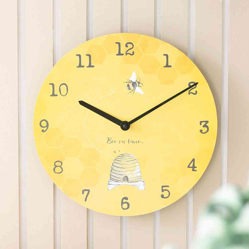 Something Different - Bee on Time Wall Clock - Yellow
